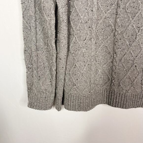 Misslook Womens XLarge Gray Marled Cableknit Crew Neck Pullover Sweater Cotton - Picture 5 of 8